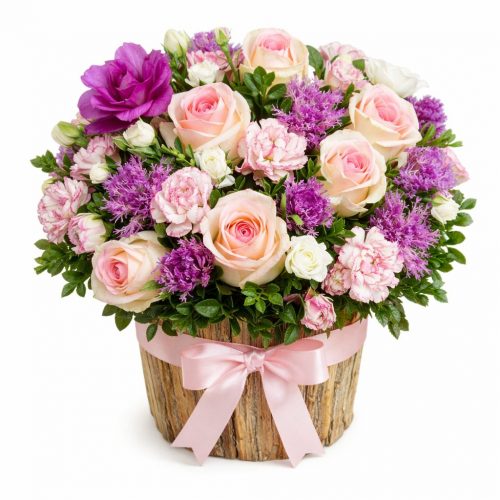 Цветочная композиция в корзине «Летнее очарование»