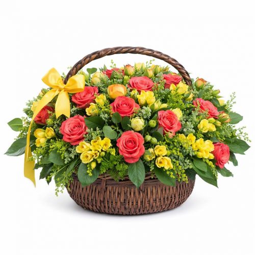 Цветочная композиция в корзине «Весенний сон»