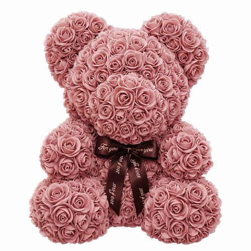 Мишка из роз коричневый (40 см)