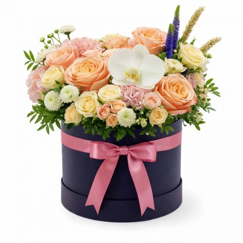 Цветы в шляпной коробке «Венеция»