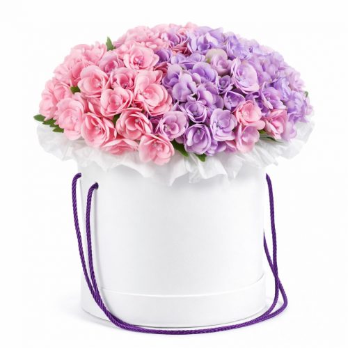 Цветочная композиция в коробке «Розовая гармония»