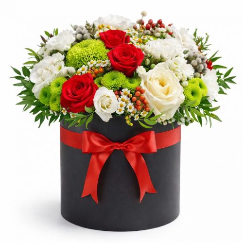 Цветы в шляпной коробке «Жасмин»