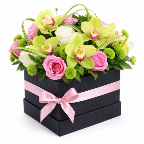 Цветы в шляпной коробке «Эйфория»