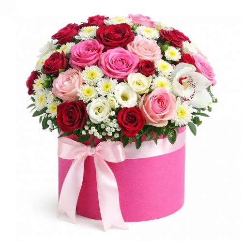 Цветы в шляпной коробке «Эдем»