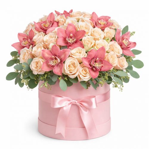 Коробка с цветами «Розовый шарм»